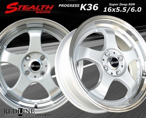 ■ ステルスレーシング K36 ■ 改造軽四用16in　前後異幅5.5J/6.0J　人気のスーパーディープリム!! GOODYEAR LS2000　165/50R16 タイヤ付4