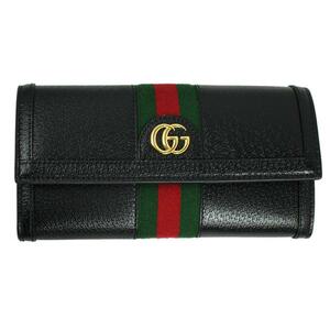 グッチ 財布 レディース GUCCI 長財布 オフィディア ウェブ ストライプ レザー ブラック 719886 DJ2DG 1060