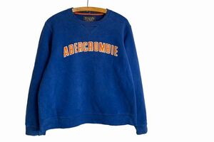 90sビンテージAbercrombie&Fitchアバクロンビーアンドフィッチロゴ刺繍クルーネックスウェットトレーナーLロイヤルブルーアメカジh23824