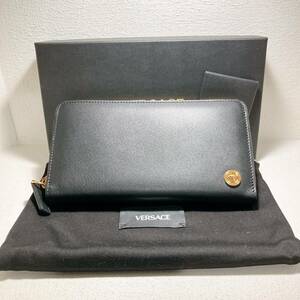 ◇【売り切り】未使用品　VERSACE ヴェルサーチ サンバースト レザー 長財布 ウォレット ジッピーウォレット　黒　ブラック