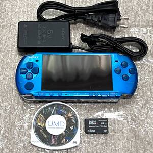 〈動作確認済み・最終型〉PSP-3000 本体 バイブラントブルー ＋メモリースティック 8GB モンスターハンター PlayStation Portable 薄型