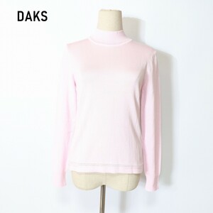 DAKS ダックス 長袖ニット セーター ハイネック 綿 コットン 薄手 ピンク 38 YC80