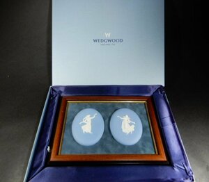 Wedgwood　ウェッジウッド　陶板　飾額　壁掛け　ジャスパー　ペールブルー　ダンシングアワー　約32×24cm　箱付き　コレクション　S-3100