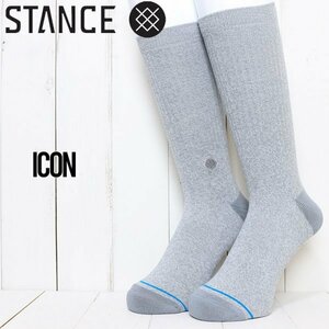 【送料無料】STANCE スタンス ICON SOCKS ソックス クルーソックス 靴下 M311D14ICO　グレー　 M（24cm-26cm）サイズ