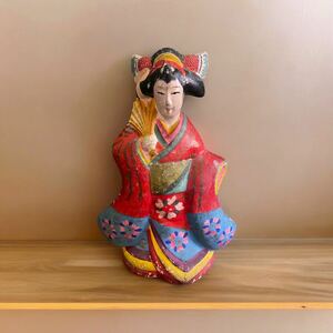時代物 三次人形 女性 着物 土人形 土玩具 郷土人形 置物 広島県 民芸品 高さ約32cm