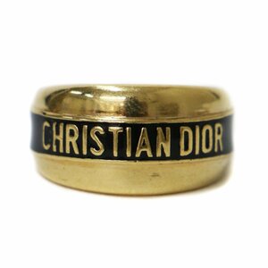 Christian Dior クリスチャンディオール 指輪 リング ゴールド ブラック 黒 S(10~11号) コード CODE ロゴ メタル GP アクセサリー