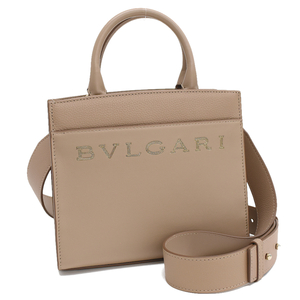 新品同様 ブルガリ 2way トートバッグ ブルガリ ロゴ レザー 日本限定カラー トープクォーツ ベージュ BVLGARI