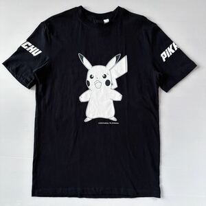 ピカチュウ ポケモン Tシャツ 黒 メンズM(表記XS)2回ウォッシュ済 モノトーン NINTENDO Pikachu Pokmon Pocket Monster men