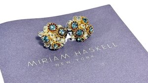 新品同様●ミリアムハスケル MIRIAMHASKELL●キラキラブーケピアス●ゴールド 色石 カラーストーン ゴールド パール ブルー