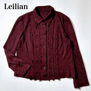 Leilian レリアン カーディガン ニット フリル 11 L レディース C112405-77