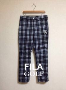 【美品】 FILA GOLF フィラ ゴルフ ウインド パンツ 防寒 防風 裏起毛 フリース チェック柄 サイズM IK4FM350