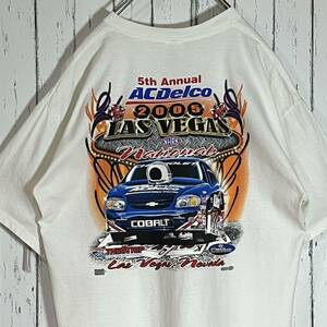 00s ギルダン GILDAN 2005年 NHRA アメリカ レーシング 自動車 両面プリント 企業ロゴ ヘビーウェイト Tシャツ XL ホワイト 20202903