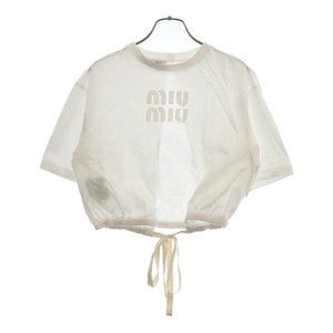 miumiu ミュウミュウ 23AW エンブロイダリーコットンジャージーTシャツ ホワイト MJN488 S232 1YXT レディース