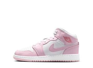 Nike GS Air Jordan 1 Mid "Pink Foam/Fire Red/White" 25cm DQ8423-608