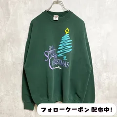 古着 used　FRUIT OF THE LOOM　フルーツオブザルーム　長袖プリントスウェット　トレーナー　クリスマス　グリーン