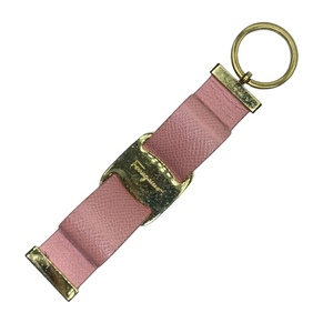 Salvatore Ferragamo フェラガモ ヴァラリボン キーホルダー キーリング ストラップ チャーム 小物 ロゴ GP レザー ゴールド ピンク