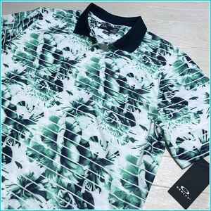 オークリー【USXXL 日本3XL/4L】ポロシャツ/柄物★Azarea Print/エメラルド/ストライプ★USA直輸入/$65★大きいサイズ★メンズ★送料無料