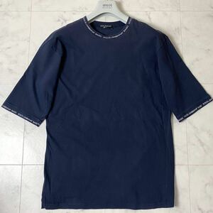 ドルチェ&ガッバーナ DOLCE&GABBANA D&G 半袖 Tシャツ トップス リブロゴ クルーネック コットン Lサイズ相当 ネイビー 紺 メンズ