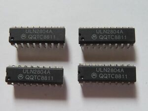 【新品未使用】モトローラ製 ULN2804A ４個まとめて (在庫多数有り) NPN ダーリントン, 50 V, 500 mA, 18-Pin DIP