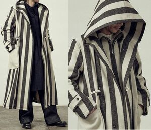 定価176,000円 極美品 sus-sous シュス duffle coat stripe メルトンウール ストライプ ダッフルコート 5