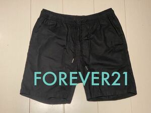 1円スタートforever21 涼しいリネンショートパンツ黒 xsメンズ レディースも フォーエバー21 ハーフパンツ ショーツ ルームウェア 夏フェス