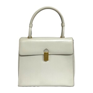 極 美品 保存袋付 LOEWE ロエベ ヴィンテージ レザー アナグラム ロゴ レザー 本革 ハンドバッグ トートバッグ ホワイト 白 16891