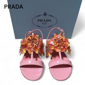 PRADA プラダ フラワー ローヒール サンダル 35