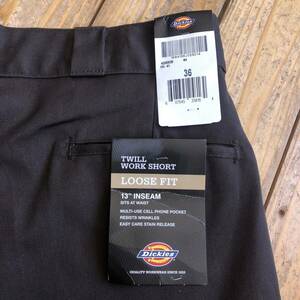 新品 ディッキーズ Dickies ルーズフィットパンツ メンズ 36サイズ ショーツ 半パン 短パン ワークショーツ 焦茶 タグ付き未使用品 P1429