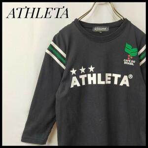 アスレタ　七分丈Ｔシャツ　サッカー　バックプリント　デカロゴ　刺繍タグ　ロゴＴ