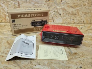 Y 当時物 National RC-6030 パタパタ時計 FM/AM デジタルクロックラジオ 置時計 赤 昭和レトロ