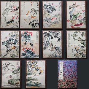 ■大成美術■【唐雲書 紙本 花鳥図冊頁 10開頁】 （検） 近代書画家 短冊 中国画 墨寶妙品 中国書道 古美術 骨董 318