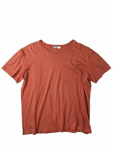 (D) VALENTINO ヴァレンティノ コットン ポケット 半袖Tシャツ M オレンジ系 送料250円