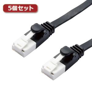 5個セットエレコム LANケーブル/CAT6A/爪折れ防止/フラット/1m/ブラック LD-GFAT/BK10X5 /l