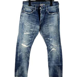 FABRIC BRAND (ファブリック ブランド) Hard distressed damaged work denim pants (indigo)