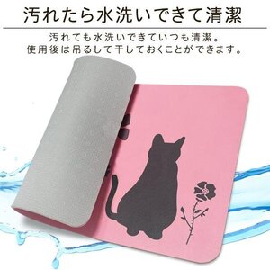 ソフト 珪藻土バスマット 洗える やわらか 吸水 速乾 猫 割れない 足拭き お風呂 送料無料- 80N◇ 猫柄ソフト珪藻土バスマット:ピンク