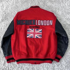 【希少】MICHIKO LONDON ミチコロンドン 本革 袖革 ウール メルトン スタジャン レトロ ヴィンテージ