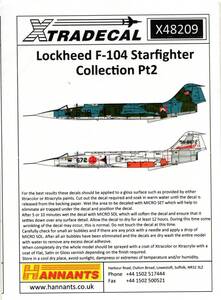 1/48　エクストラデカール　Xtradecal Ｘ48209　 Lockheed F-104G Starfighter Collection　Part 2