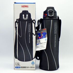 C24-919 THERMOS サーモス FFF-1500F 真空断熱スポーツボトル 1.5L ブラック 魔法瓶 軽量 水筒 保冷専用 ハンディポーチ/箱/取説付き 美品