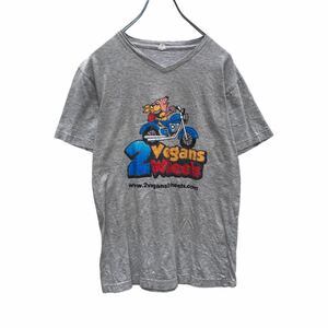 LAT 半袖 プリント Tシャツ S グレー 2vegans2wheels キャラクター 古着卸 アメリカ仕入 a505-5806