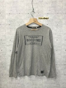 BLUE CROSS キッズ フロントプリント 長袖Tシャツ ロンT 大きいサイズ LL 杢グレー