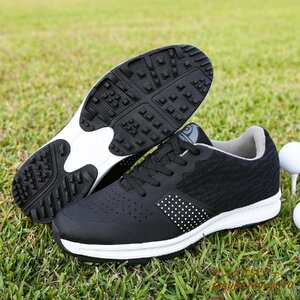 新品 ゴルフシューズ スポーツシューズ アウトドア 運動靴 ウォーキング 軽量 フィット感 幅広い 防水 防滑 耐磨 弾力性 ブラック 28.5cm
