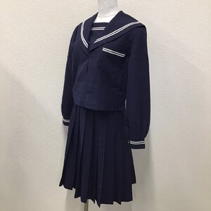 O280 (中古) 校名不明 セーラー服 上下セット /155A/W60/丈55/セーラー/スカート/白2本ライン/NIKKE/冬服/制服/学生服/中学/高校/女子学生