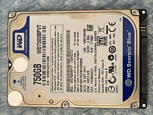 ジャンク品●WD Scorpio Blue 2.5インチHDD WD7500BPVT●750GB/9.5mm/SATA