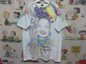 90s Carmen Miranda 総柄 Tシャツ 90年代 1991年 カルメンミランダ VINTAGE US古着 サンバラテンシンガーダンサー映画ハリウッド女優俳優