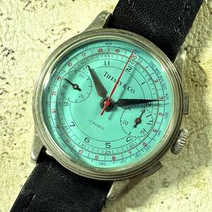 1スタ【ティファニー クロノグラフ】1940年代★アンティーク 時計★ジャンク 訳あり 訳アリ★ロレックス IWC エルメス ピアジェ好きに★896