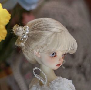 ドール ウィッグ BJD 人形 1/8 お団子ツイン ゴールド OB11