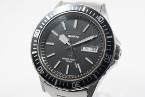 1円~【951】実働　CITIZEN／シチズン　4-731611　CRYSTRON／クリストロン　ダイバー　クオーツ　デイデイト　メンズ　腕時計　電池交換済み