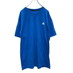 adidas CLIMA LITE プリント ロゴTシャツ Lサイズ アディダス スポーツ 青 ブルー 古着卸 アメリカ仕入 a506-6265