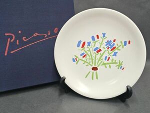 5-305-80 Picasso パブロ・ピカソ★陶皿「花束」SEYEI 瀬栄陶器★絵皿 飾り皿 プレート★共箱 レア 昭和レトロヴィンテージ当時物