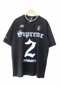 シュプリーム SUPREME × UMBRO アンブロ 22SS Socker Jersey サッカー ジャージ ゲーム シャツ 半袖 XL 黒 ブラック ブランド古着ベクトル